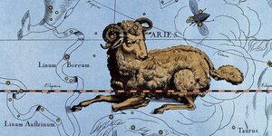 Historische Sternenkarte mit dem Tierkreiszeichen Widder