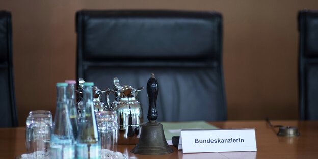 Stuhl von Angela merkel im Kabinett.