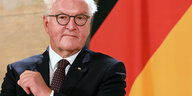 Bundespräsident Steinmeier vor Deutschlandfahne