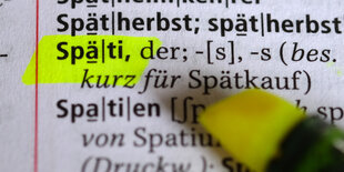 Eintrag "Späti" auf einer Seite im Duden