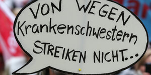 Sprechblase mit dem Text "Von wegen Krankenschwester streiken nicht"