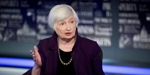 Janet Yellen, ehemalige Fed-Vorsitzende spricht im Büro von Fox Washington.
