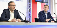 FPÖ-Fraktionschef Herbert Kickl und FPÖ-Generalsekretär Michael Schnedlitz während einer Pressekonferenz