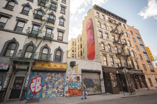 Wandbild eines großen Phallus in der New Yorker Lower East Side
