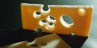 Eine Scheibe Schweizer Käse mit großen Löchern