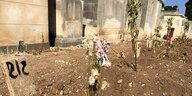 Blumen und Gräber auf dem Friedhof in Siracusa