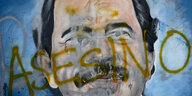 Ein Wandbild zeigt Daniel Ortega. Darüber ist der Schriftzug "Asesino" gesprüht, "Mörder"