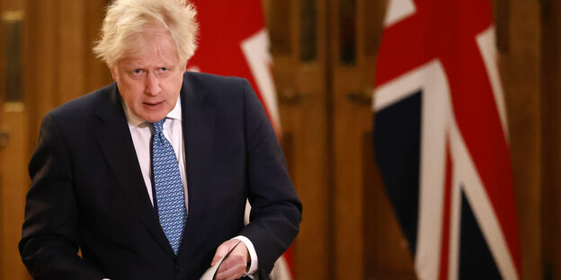 Boris Johnson, Premierminister von Großbritannien, spricht während einer Pressekonferenz in der 10 Downing Street