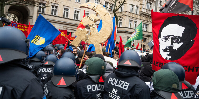 Szenen bei der Rosa Luxemburg Demonstration