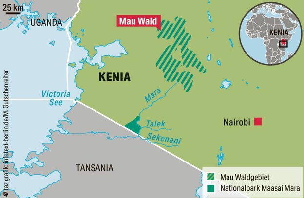 Karte der Grenzregion Kenia und Tansania. Karte der Grenzregion Kenia und Tansania.