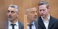 Stephan E. und sein Anwalt Mustafa Kaplan im Prozess zum Mord an Walter Lübcke im Oberlandesgericht Frankfurt am Main