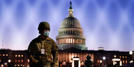 Ein Soldat steht vor dem Kapitol in Washington