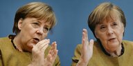 Angela Merkel gestikuliert