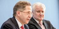 Hans-Georg Maaßen und Horst Seehofer bei einer Pressekonferenz 2018