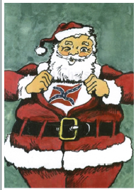 Ein Weihnachtsmann auf einer Postkarte