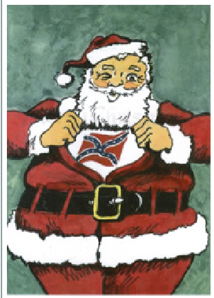 Ein Weihnachtsmann auf einer Postkarte