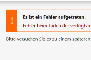 Screenshot mit Fehlermeldung