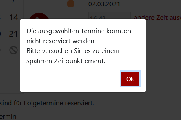 Screenshot mit Fehlermeldung Screenshot mit Fehlermeldung