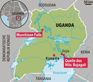 Karte von Uganda und dem Victoriasee