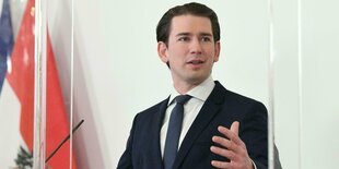 Österreichs Bundeskanzler Sebastian Kurz bei einer Pressekonferenz