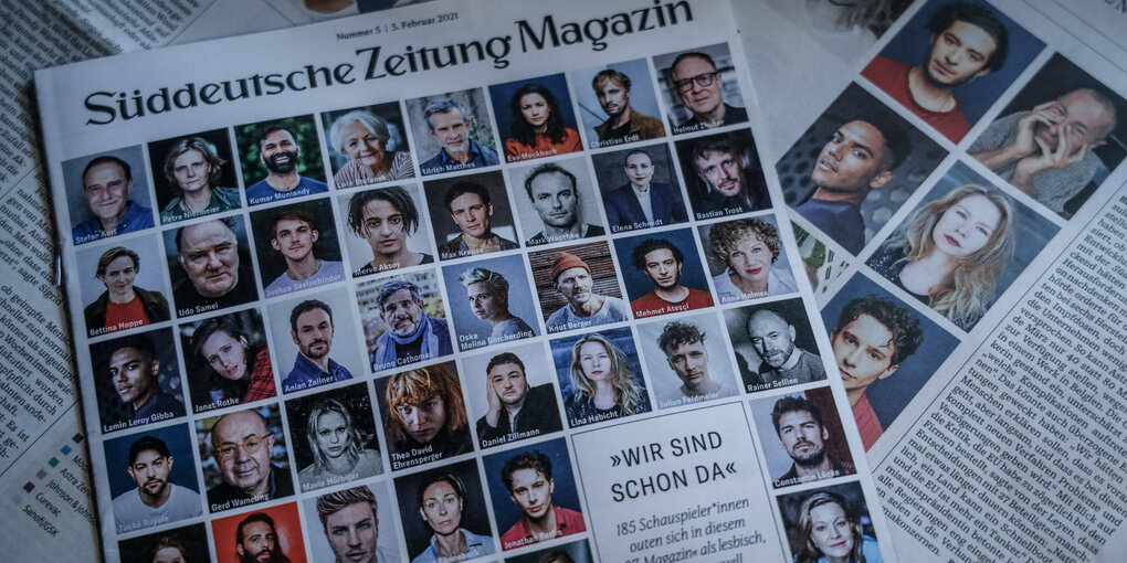 die Titelseite des SZ Magazins mit unterschiedlichen portraits der Schauspieler