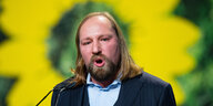 Der Politiker Anton Hofreiter (Grüne) mit langen Haaren