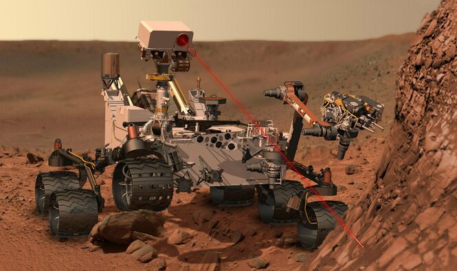 Illustration der Rovers „Curiosity“ auf dem Mars