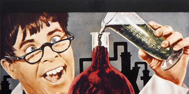Ein historisches Plakat bewirbt den Spielfilm The Nutty Professor mit Jerry Lewis