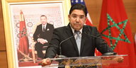 Der marokkanische Außenministers Nasser Bourita spricht während einer Konferenz