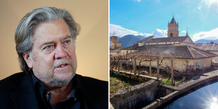 links - Stevebannon, rechts das italienische Kloster Kartause Trisulti