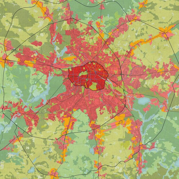 Man sieht eine Simulalation der Siedlungsentwicklung Man sieht eine Simulalation der Siedlungsentwicklung