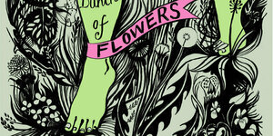 Zeichnung mit zwei Füßen zwischen dichten Blumen und Kräuter auf dem Cover von "Bunch of Flowers"