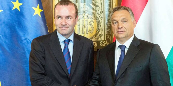 Manfred Weber und Viktor Orban in Budapest