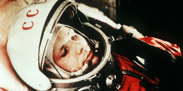 Juri Gagarin in seinem Raumanzug