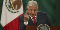 Der mexikanische Präsident López Obrador am Rednerpult