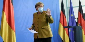 Bundeskanzlerin Merkel bei einer Pressekonferenz.