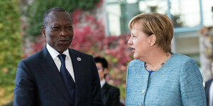 Benins Präsident Patrice Talon und Bundeskanzlerin Angela Merkel