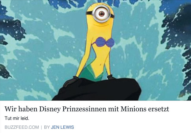 Screenshot des Buzzfeed-Artikels über Minions als Disney-Prinzessinnen