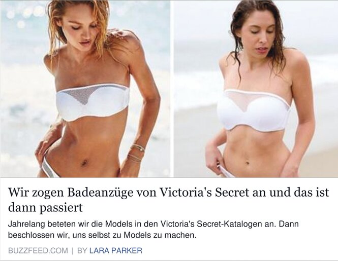 Screenshot des Buzzfeed-Artikels über Bademode von Victoria's Secret