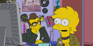 Ausschnitt aus den Simpsons zeigt Lisa Simpson und einen Mann mit Brille in ihrem Zimmer