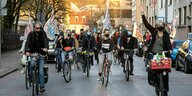 Demonstration auf Fahrrädern