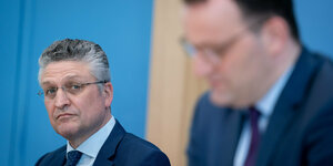 RKI-Chef Lothar Wieler und Gesundheitsminister Jens Spahn bei einer Pressekonferenz