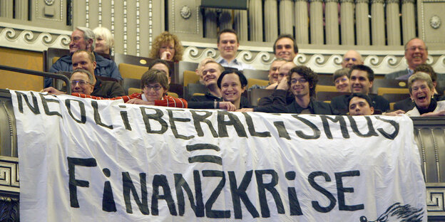 Demonstration der grünen Jugend nach Ausbruch der Finanzkrise 2009