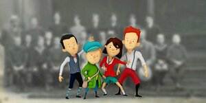 Die vier gezeichneten Figuren der interaktiven Geschichts-App "Operation Legendär"