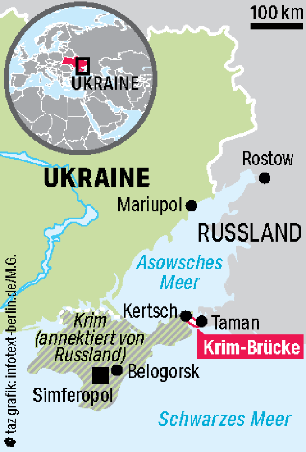 Karte der Ukraine und des Awsowschen Meeres