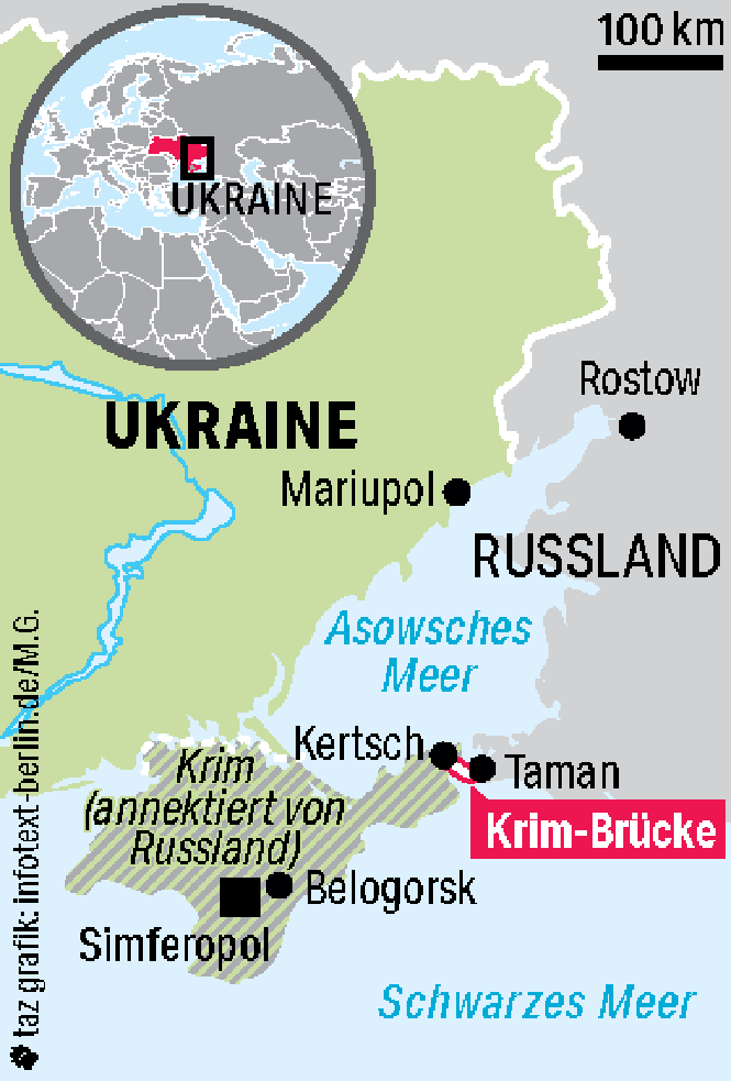 Karte der Ukraine und des Awsowschen Meeres