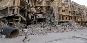 Zerstörte Häuser in Aleppo