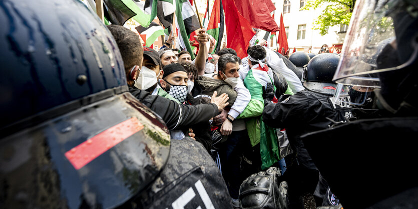 Demonstranten und Polizisten im Clinch