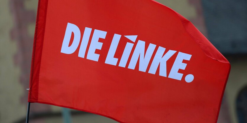 Fahne mit Aufschrift die Linke.