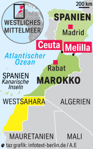 Eine Karte von Marokko. Eine Karte von Marokko.